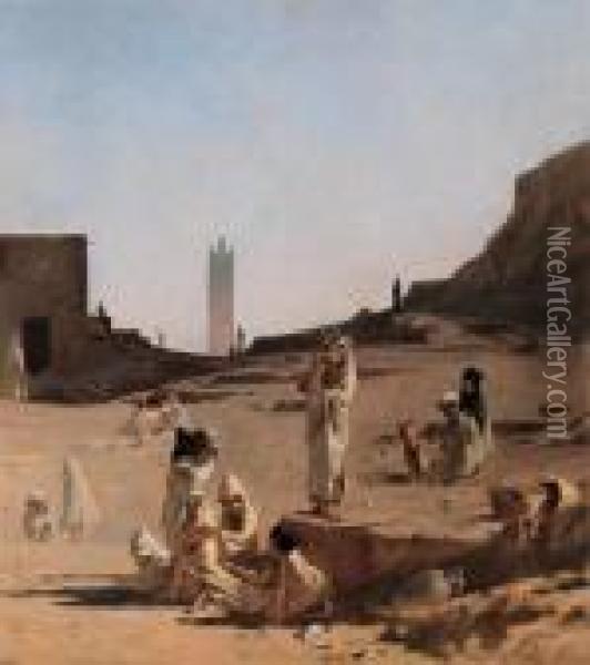 Motiv Aus Laghout In Der Sahara Oil Painting - Gustave Achille Guillaumet