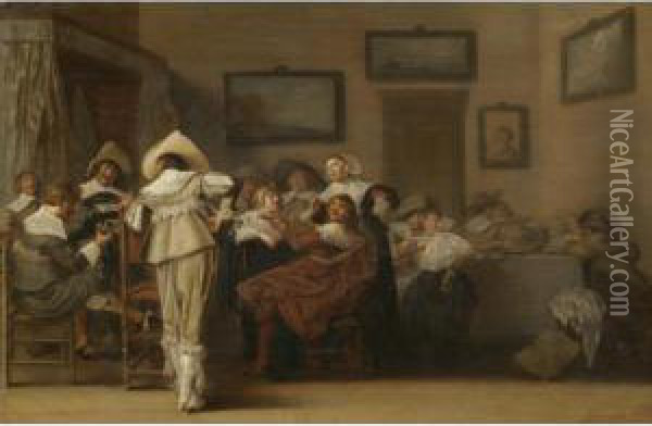 A Merry Company In An Interior Oil Painting - Dirck Hals