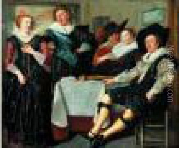 Une Reunion D'elegants Oil Painting - Dirck Hals