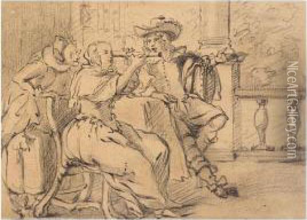 Conversation Piece With Lady And Telescope Oil Painting - Dirck Hals