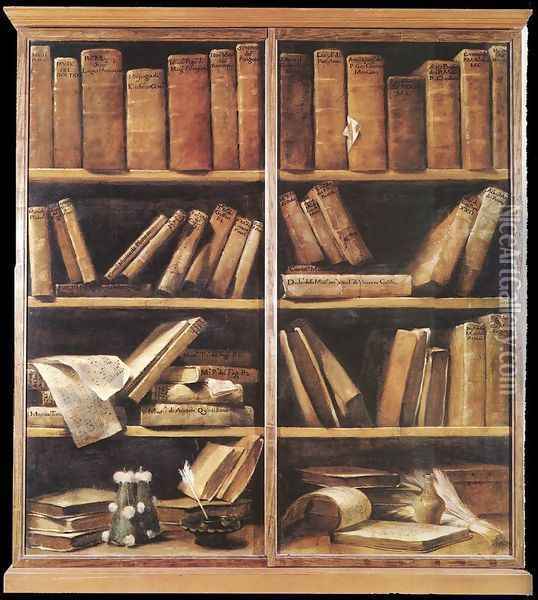 Bookshelves c. 1725 Oil Painting - Giuseppe Maria Crespi