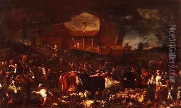 The Fair at Poggio a Caiano 1709 Oil Painting - Giuseppe Maria Crespi