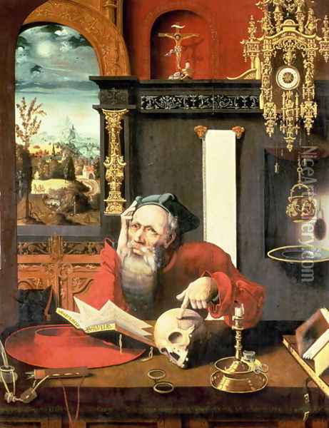 St. Jerome in his Study Oil Painting - Pieter Coecke Van Aelst