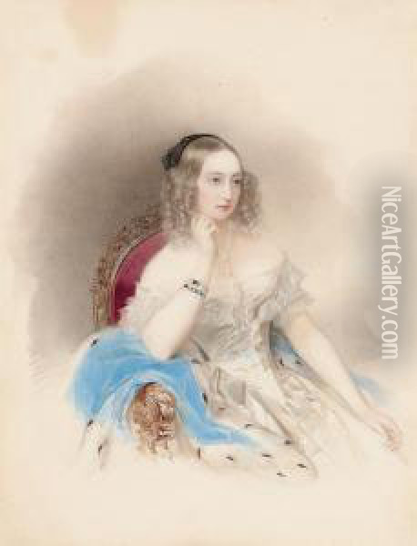 Portrait Of Grand Duchess Elena Pavlovna (1806-1873) Oil Painting - Fritz Thaulow