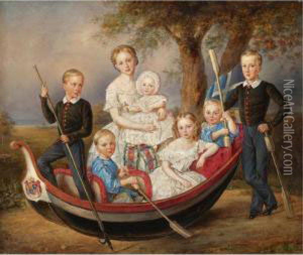 The Children Of The Duke Of Oldenberg Oil Painting - Fritz Thaulow