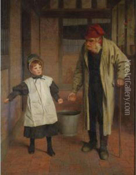 Helping Grandpa Oil Painting - James Hayllar