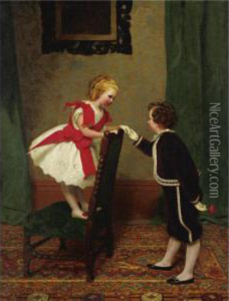 Miss Lily's First Flirtation Oil Painting - James Hayllar