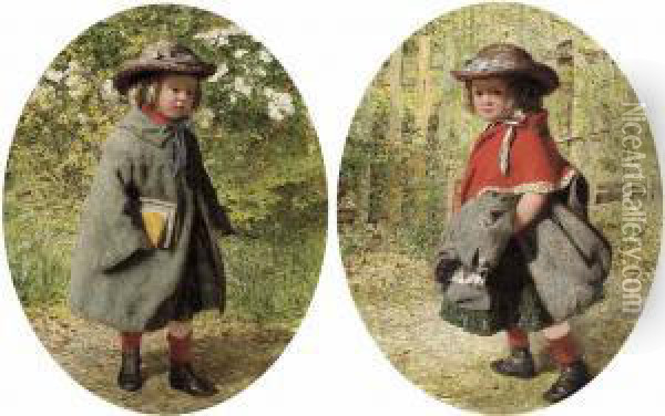 Going To School; Going Home From School Oil Painting - James Hayllar