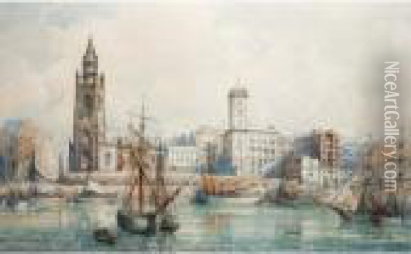 Liverpool Docks Oil Painting - William Gawin Herdman
