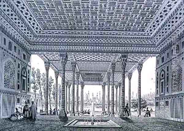 Interior View of the Pavilion of Mirrors Isfahan Oil Painting - Pascal Xavier Coste