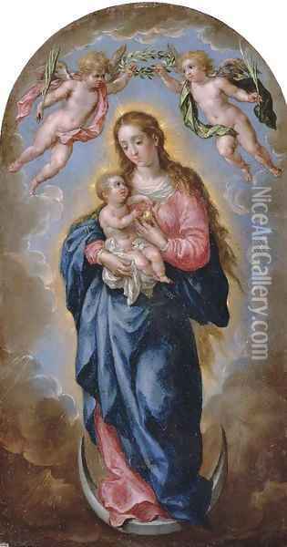 The Madonna and Child in Glory Oil Painting - Hendrick De Clerck