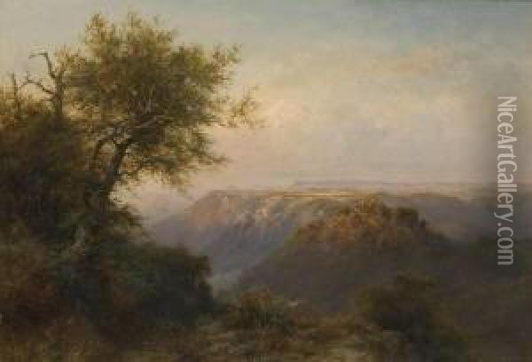 Italienische Landschaft. Oil Painting - Adolf Joh. Hoeffler