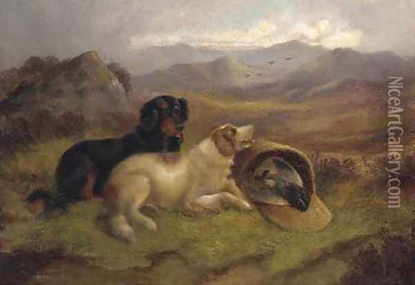 Gundogs with the day's bag Oil Painting - Robert Cleminson