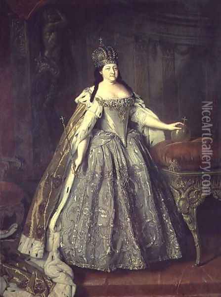 Portrait of the Empress Anna Ivanovna (1693-1740) 1730 Oil Painting - Louis Caravaque