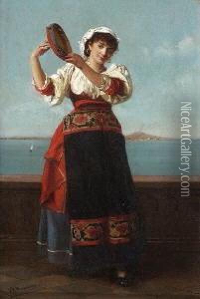 Tanzende Italienierin Mit Tambourin Oil Painting - Jan Baptist Huysmans