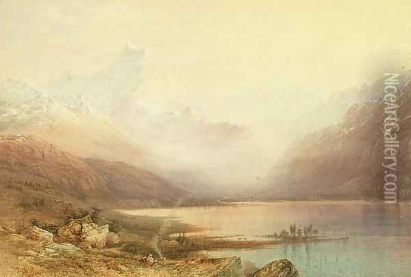 Mount Cook and Lake Pukaki, South Island, New Zealand, 1872 Oil Painting - Nicholas Chevalier