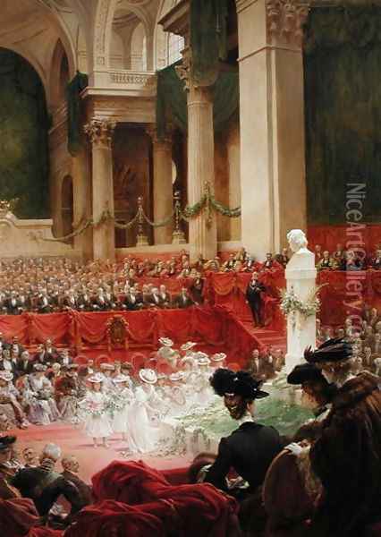 The Ceremony at the Pantheon to Celebrate the Centenary of the Birth of Victor Hugo (1802-85) 26th February 1902, 1904 Oil Painting - Theobald Chartran