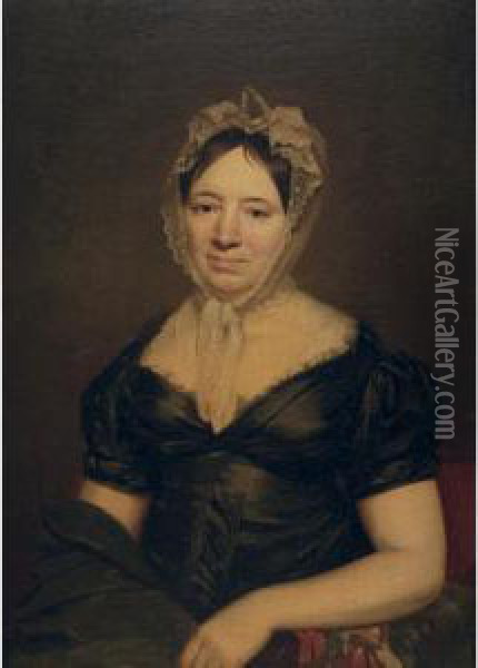 Portrait Of Mrs. Delia Jarvis Tudor Oil Painting - John Wesley Jarvis