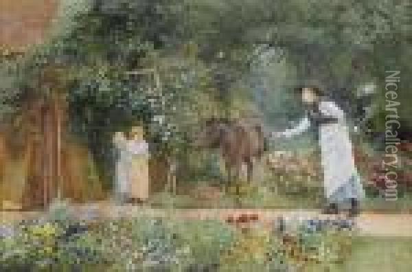 Catching The Pony Oil Painting - Edward Killingworth Johnson