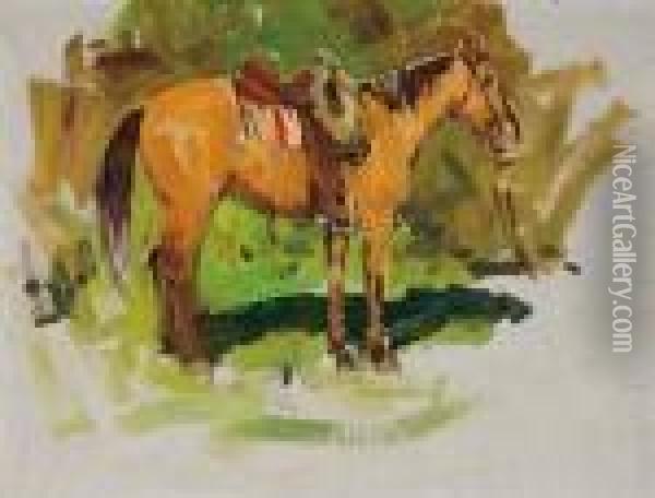 Orange Horse Oil Painting - Frank Tenney Johnson