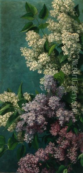Still Life Of Lilac Oil Painting - John Ross Key