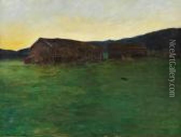 Kveld Pa Soletunet I Eggedal 1897 1897 Oil Painting - Theodor Severin Kittelsen
