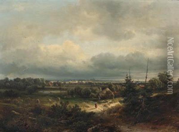 Panoramic Landscape Oil Painting - Pieter Lodewijk Francisco Kluyver
