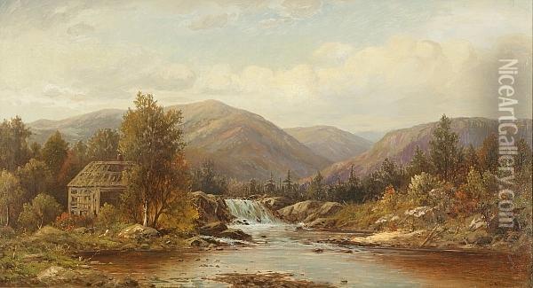 Landscape Of Waterfall Oil Painting - Charles Wilson Knapp