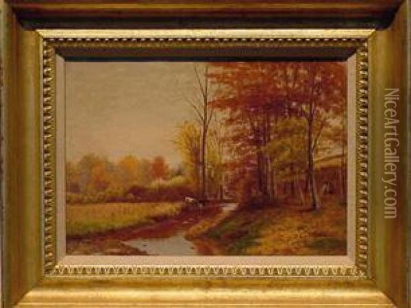 Autumn River Landscape Oil Painting - Charles Wilson Knapp