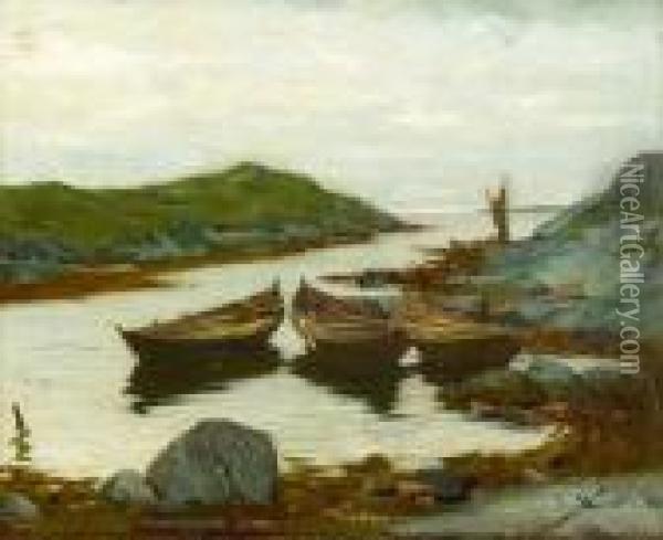 Robater I En Bukt 1886 1886 Oil Painting - Fredrik Kolsto