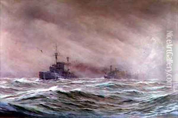 Second Cruiser Squadron North Sea 1914-16 Oil Painting - Alma Claude Burlton Cull