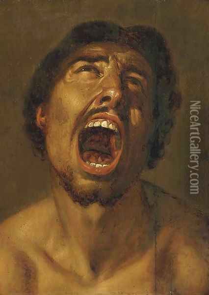 A man shouting Oil Painting - Annibale Carracci