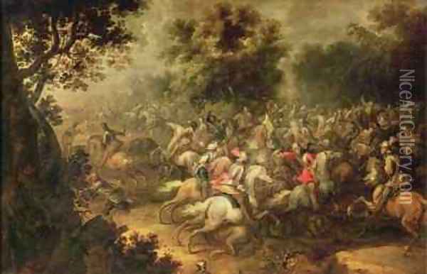 Battle of the cavalrymen Oil Painting - Jacques Courtois