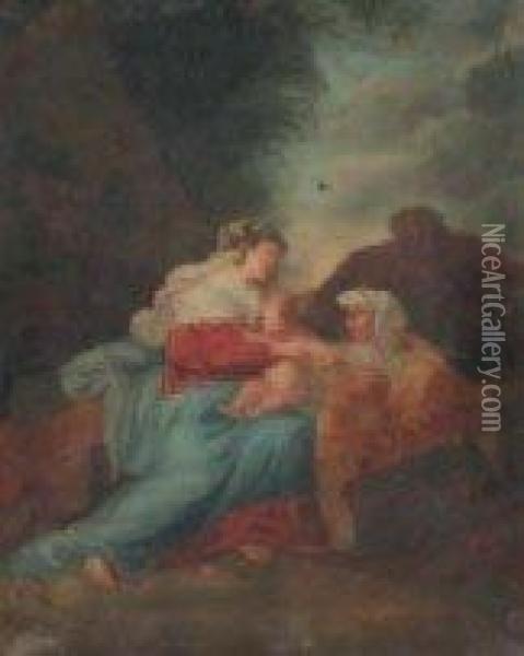 La Vierge, L'enfant Jesus, Ste Anne Et Joseph Oil Painting - Jean Jacques II Lagrenee