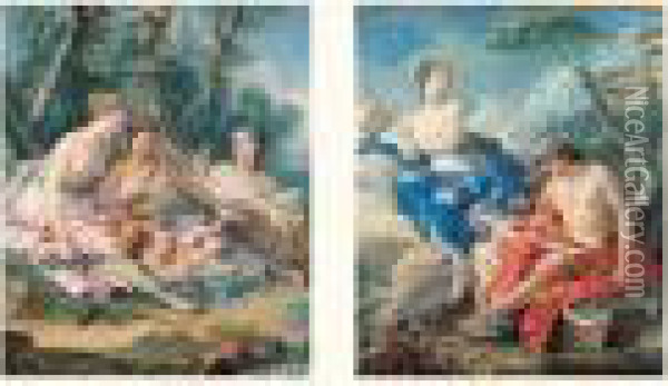 Trois Nymphes Et L'amour Oil Painting - Jean Jacques II Lagrenee