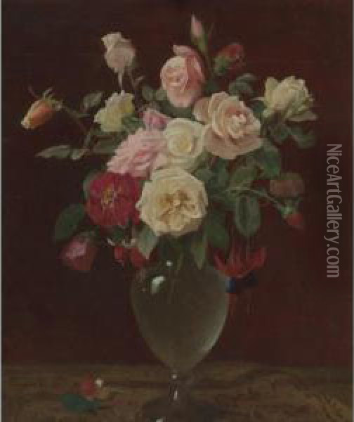 Vase Of Flowers Oil Painting - George Cochran Lambdin