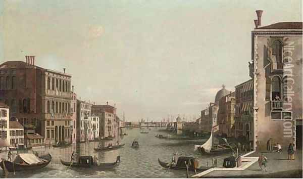 The Grand Canal, Venice, looking East from the Campo di San Vio Oil Painting - (Giovanni Antonio Canal) Canaletto
