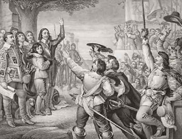 Charles I 1600-49 erecting his standard at Nottingham in the opening scene of the Great Civil War on 25th August 1642 Oil Painting - Charles West Cope