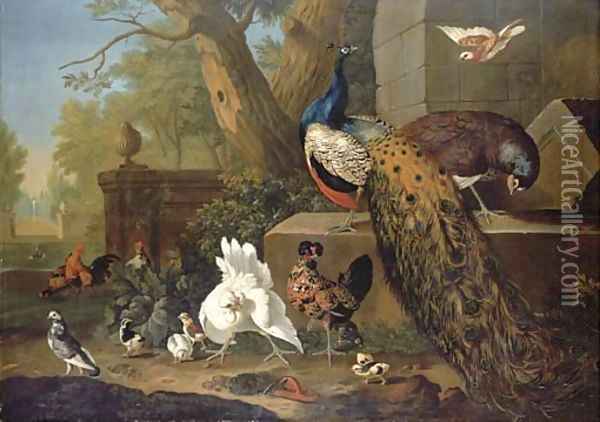 A peacock and peahen Oil Painting - Pieter III Casteels