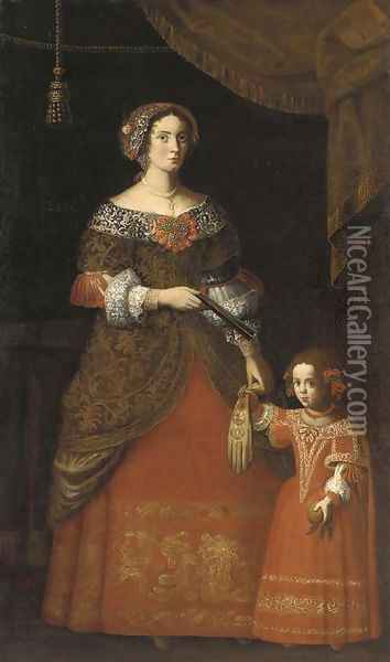 Double portrait of a lady and her daughter Oil Painting - Pier Francesco Cittadini