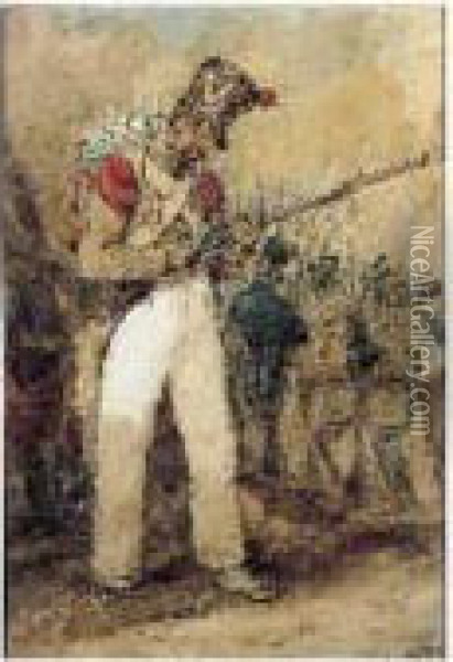 Officier De L'infanterie Du Premier Empire Oil Painting - Theodore Leblanc