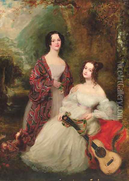 Double portrait of two sisters Oil Painting - Margaret Sarah Carpenter