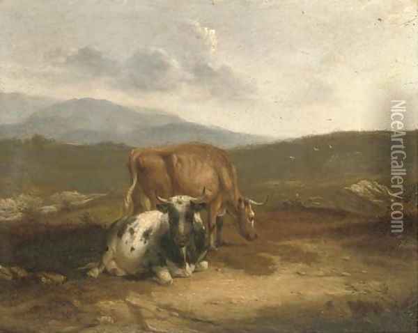 Cattle in an extensive landscape Oil Painting - Thomas Sidney Cooper