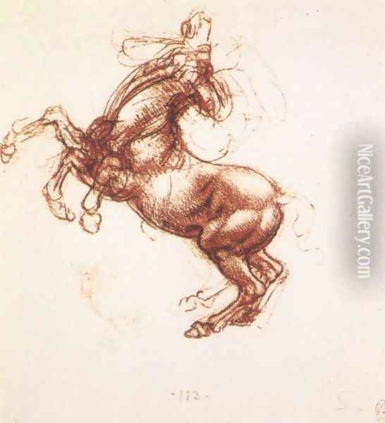 Rearing Horse Oil Painting - Leonardo Da Vinci