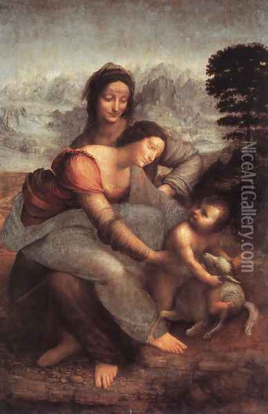 The Virgin and Child with St Anne c. 1510 Oil Painting - Leonardo Da Vinci