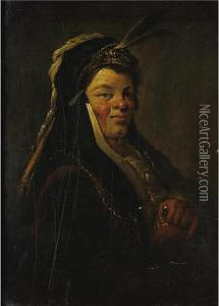 Portrait Of A Man With Oriental Headdress Oil Painting - Francois-Bernard Lepicie