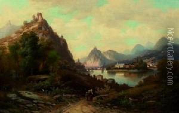 Der Rhein Mit Rolandsbogen Oil Painting - Adolf Heinrich Lier