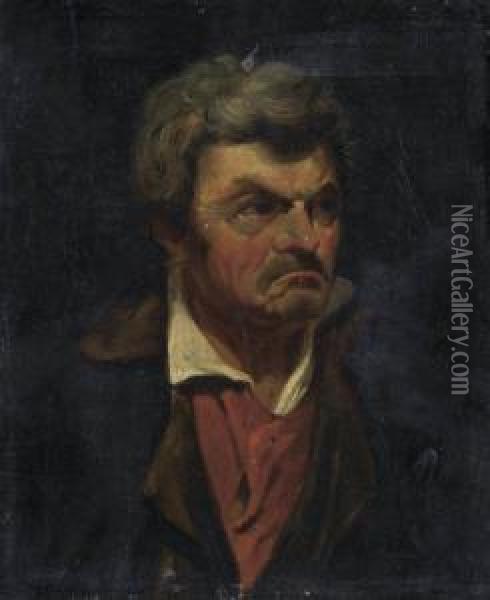 Portrait Of A Man. Oil Painting - Adolf Heinrich Lier