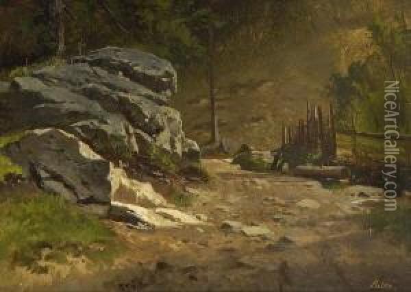 Waldweg. Oil Painting - Adolf Heinrich Lier