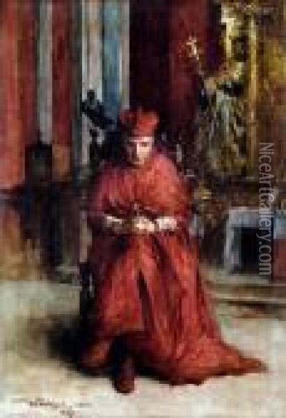 Cardinal Of Rheims Oil Painting - William Ewart Lockhart